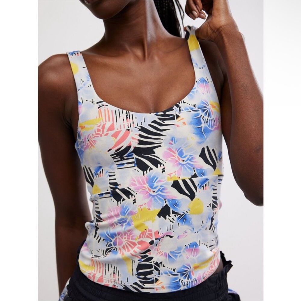 NWOT Free People FP MOVEMENT Never Better Printed Long Tank (size M)